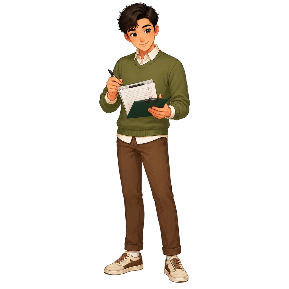 Student reviewing private journal notes