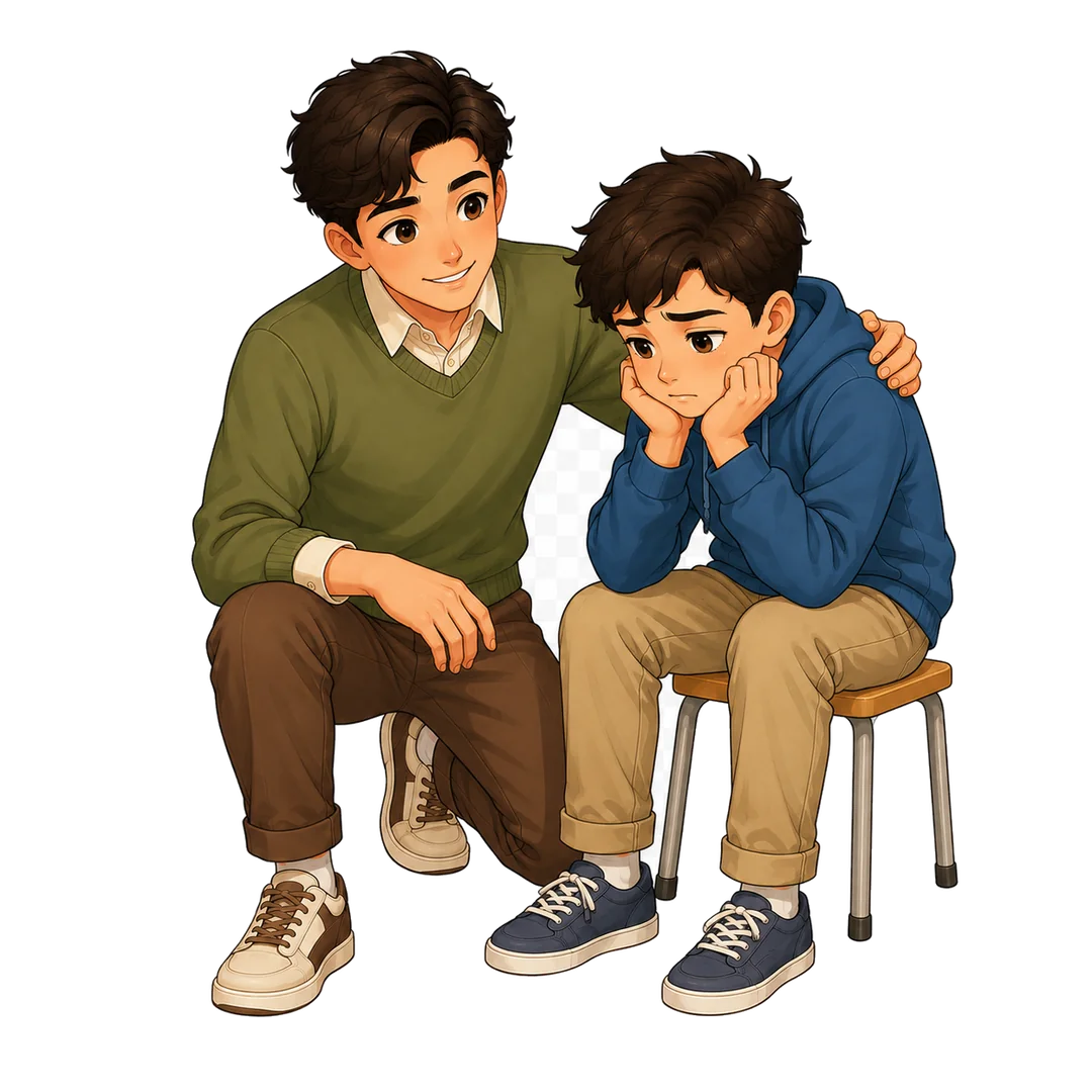 Student speaking with a counsellor