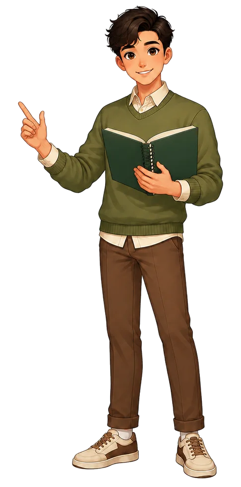 Illustration of a student reading calmly